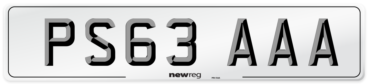PS63 AAA Number Plate from New Reg